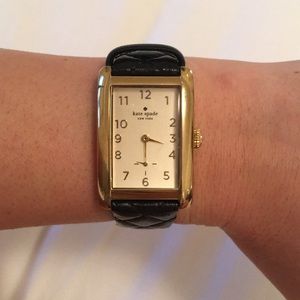 Kate Spade Black Quilted Leather Watch